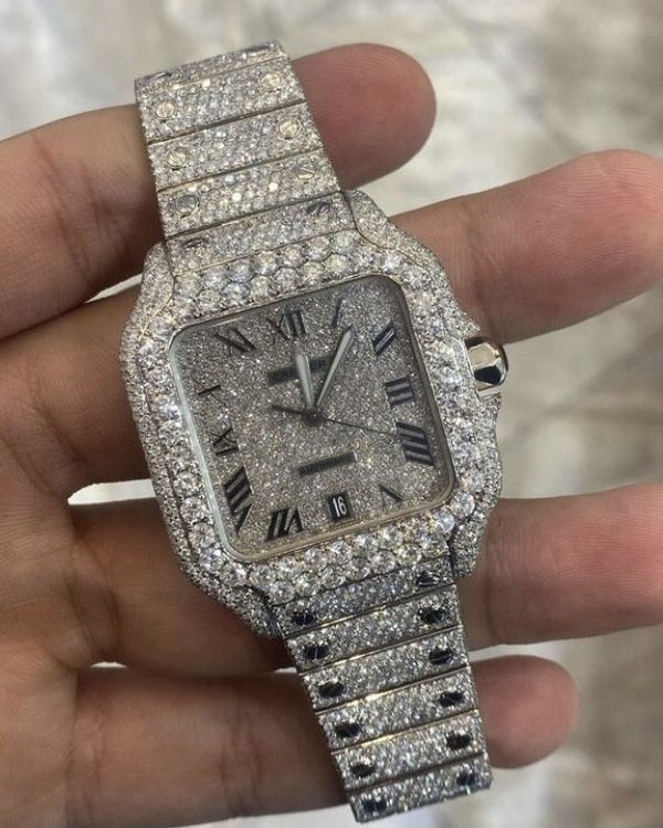 Cartier Iced Out Watch Set with 1 Chain, 1 bracelet – Luxury and Elegance Combined ✨💎